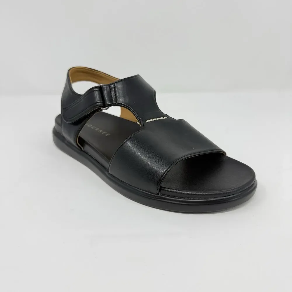 Journee Collection Mira Black Comfort Sandals Women’s 7.5 Hook Loop